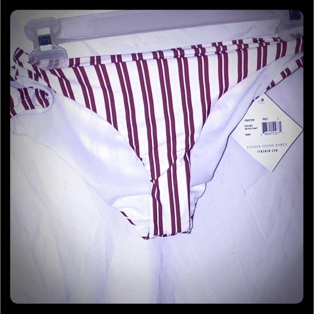 Viscious Young Babes Striped Bikini Bottoms Large